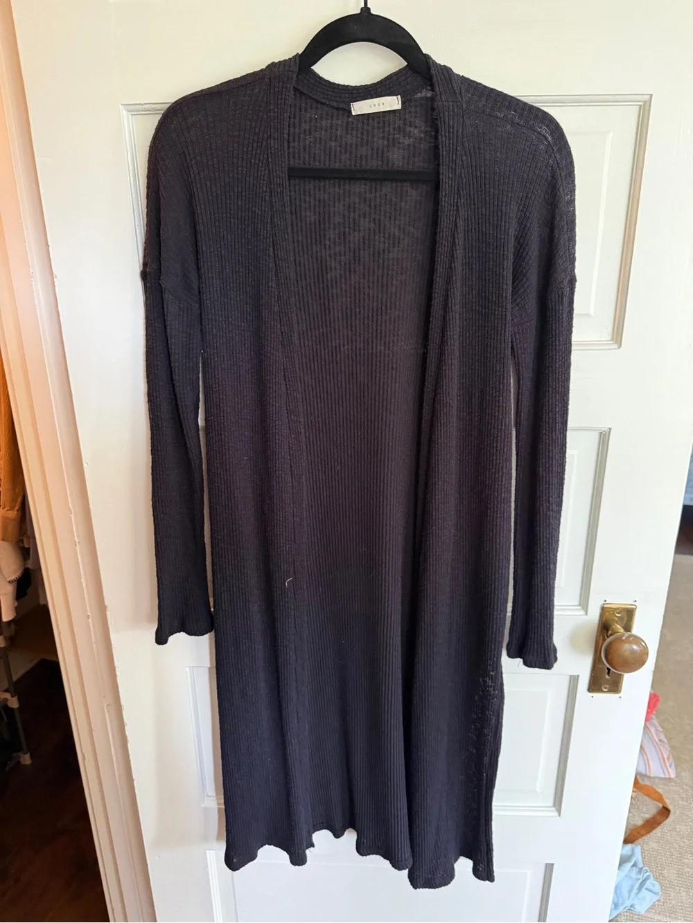 Lush Black Ribbed Open Cardigan - Picture 1 of 3